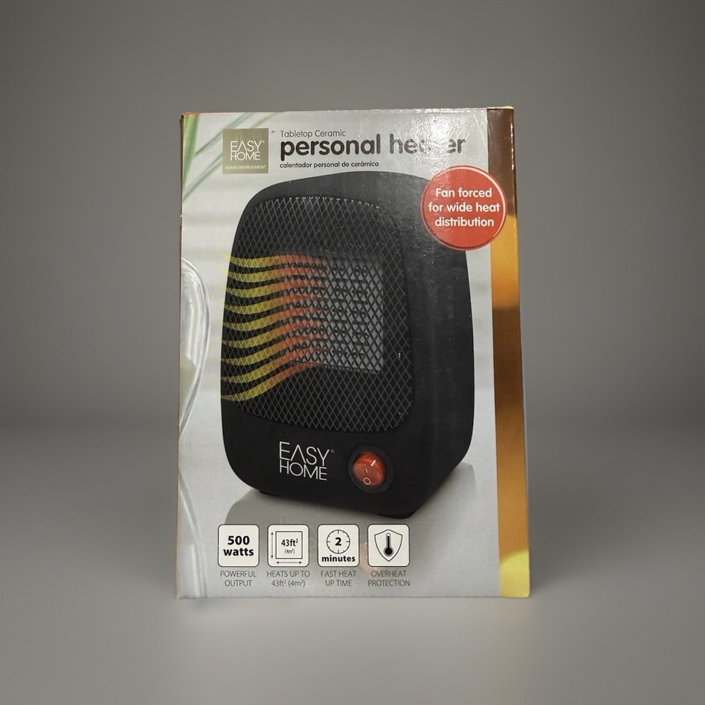 Easy Home Tabletop Ceramic Personal‎ Heater Model FP118-05 500 Watts Forced Fan